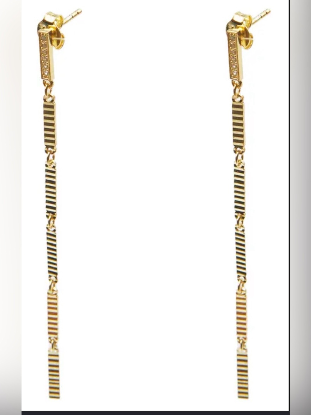 Argento Vivo 18K gold-plated sterling silver textured linear drop earrings